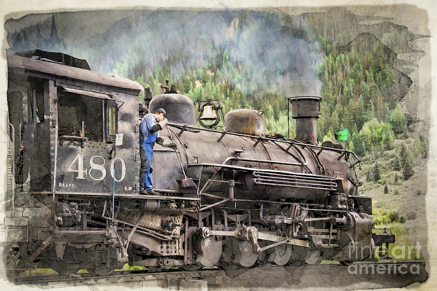 Engine 480 Watercolor Painting by Janice Pariza