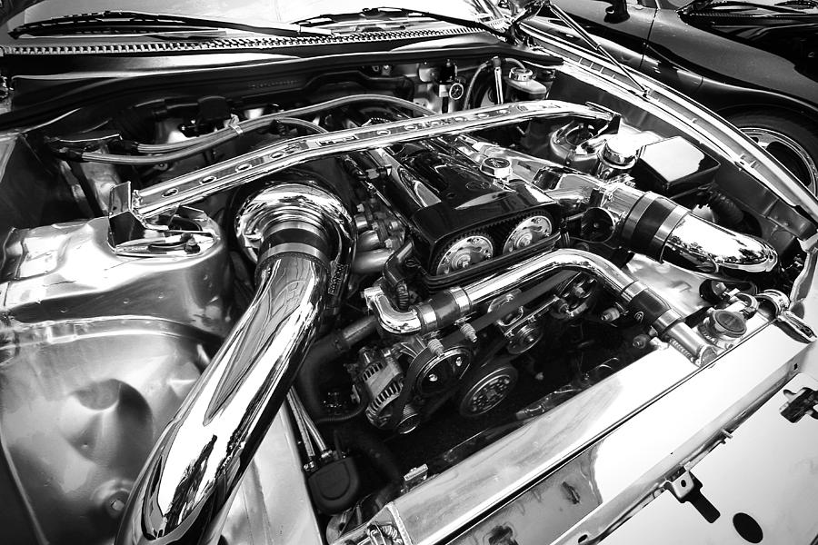 Black And White Photograph - Engine Bay by Eric Gendron