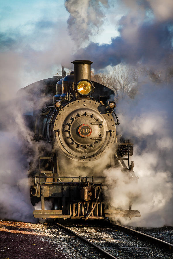 Engine Emerging from the Steam Photograph by Kevin Giannini