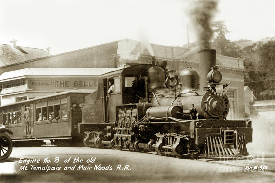 Pattern Photograph - Engine No. 8 of the old Mt Tamalpais and Muir Woods Railroad  by Monterey County Historical Society