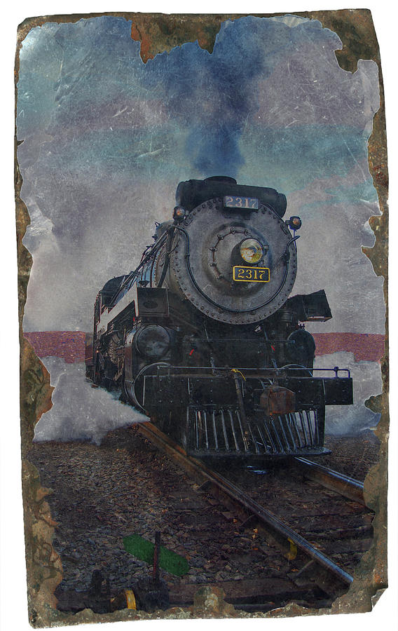 Train Photograph - Engine2317 - dirty tintype - vert. by Rich Walter