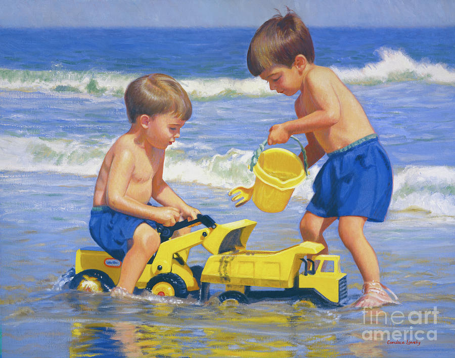 Beach Painting - Engineering the Beach by Candace Lovely