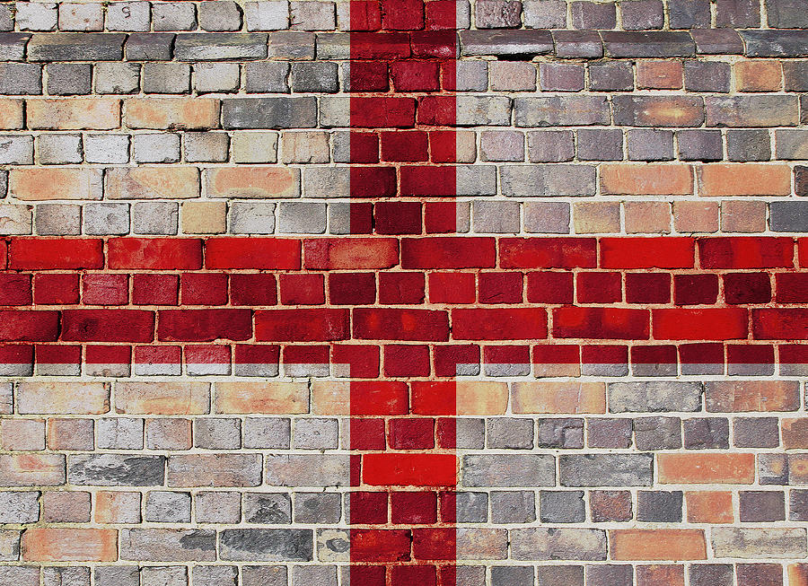 England flag on a brick wall Digital Art by Steve Ball