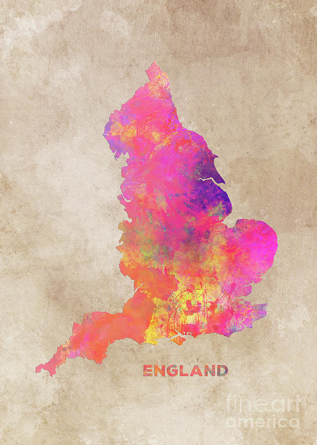 England Map Digital Art