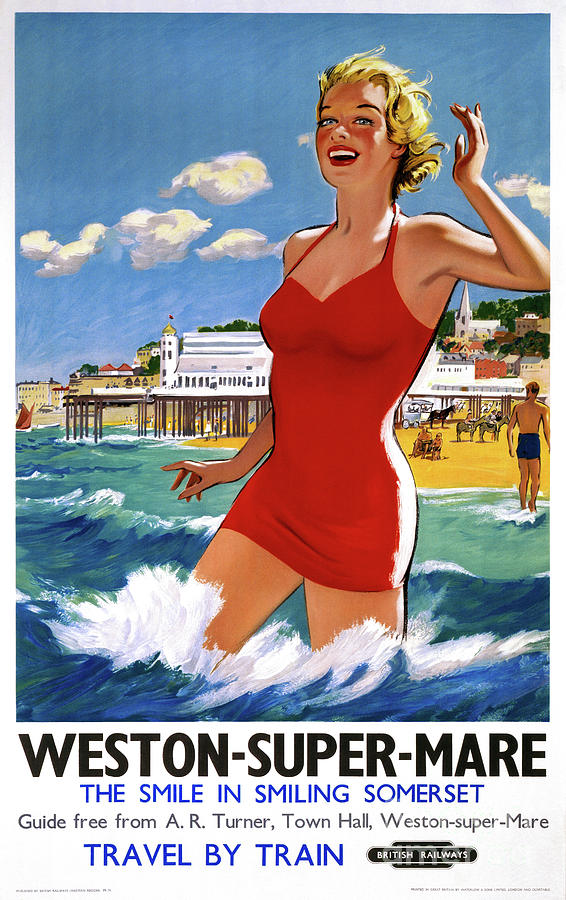 Vintage Painting - England Weston Super Mare Vintage Travel Poster by Vintage Treasure