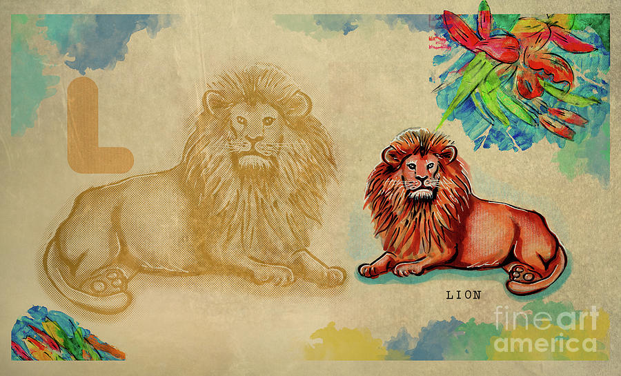 English alphabet , Lion Drawing by Ariadna De Raadt