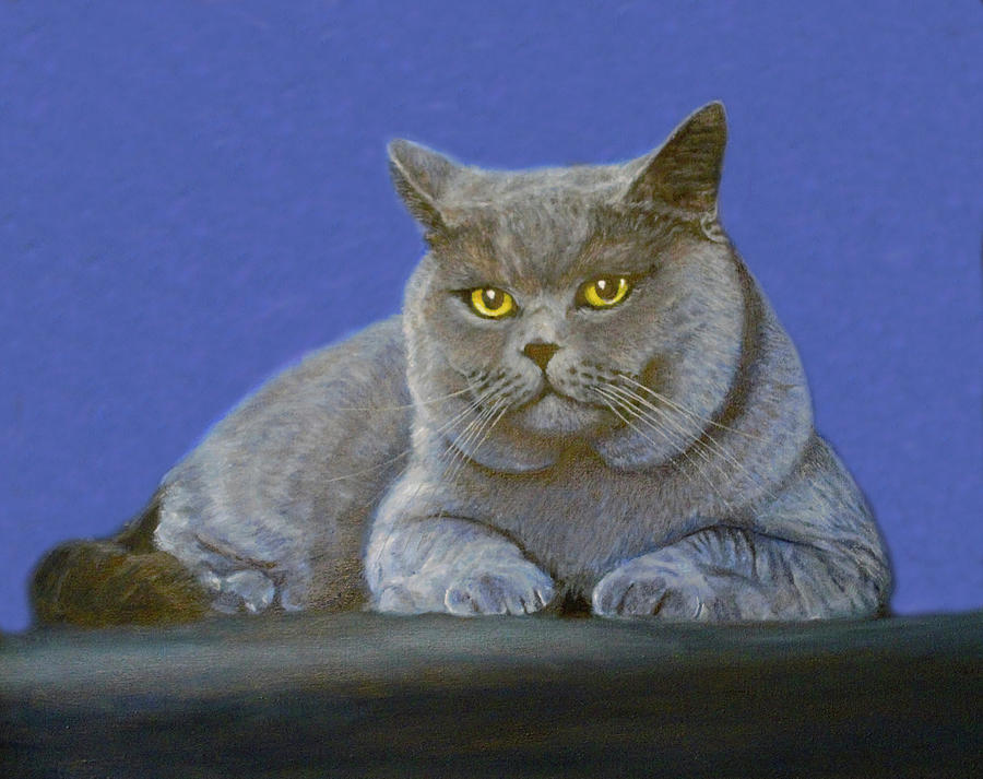 Cat Painting - English blue by Terra Art