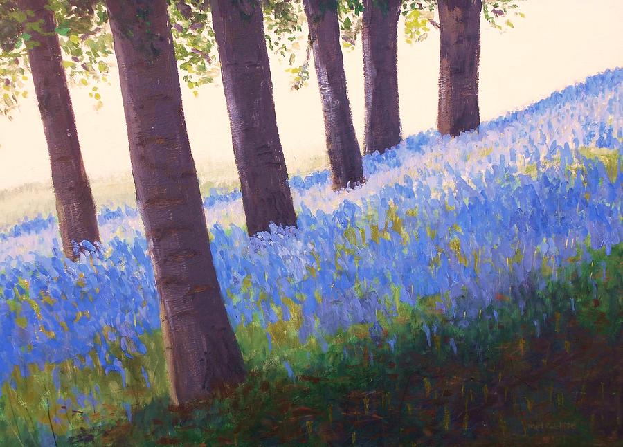 English Bluebells at Sunrise Painting by Nigel Radcliffe