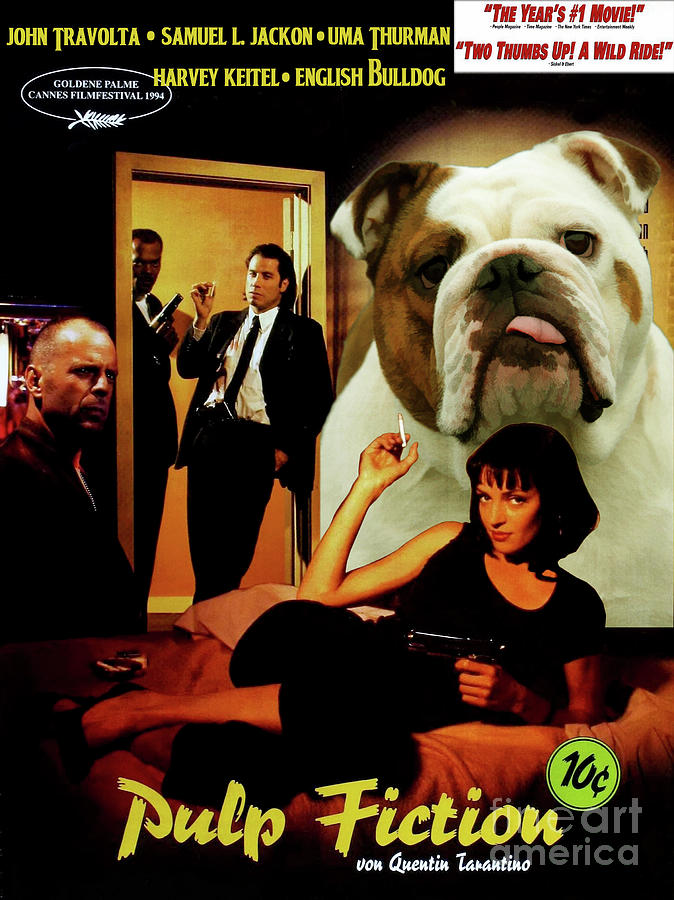 English Bulldog Art Canvas Print - Pulp Fiction Movie Poster Painting by Sandra Sij