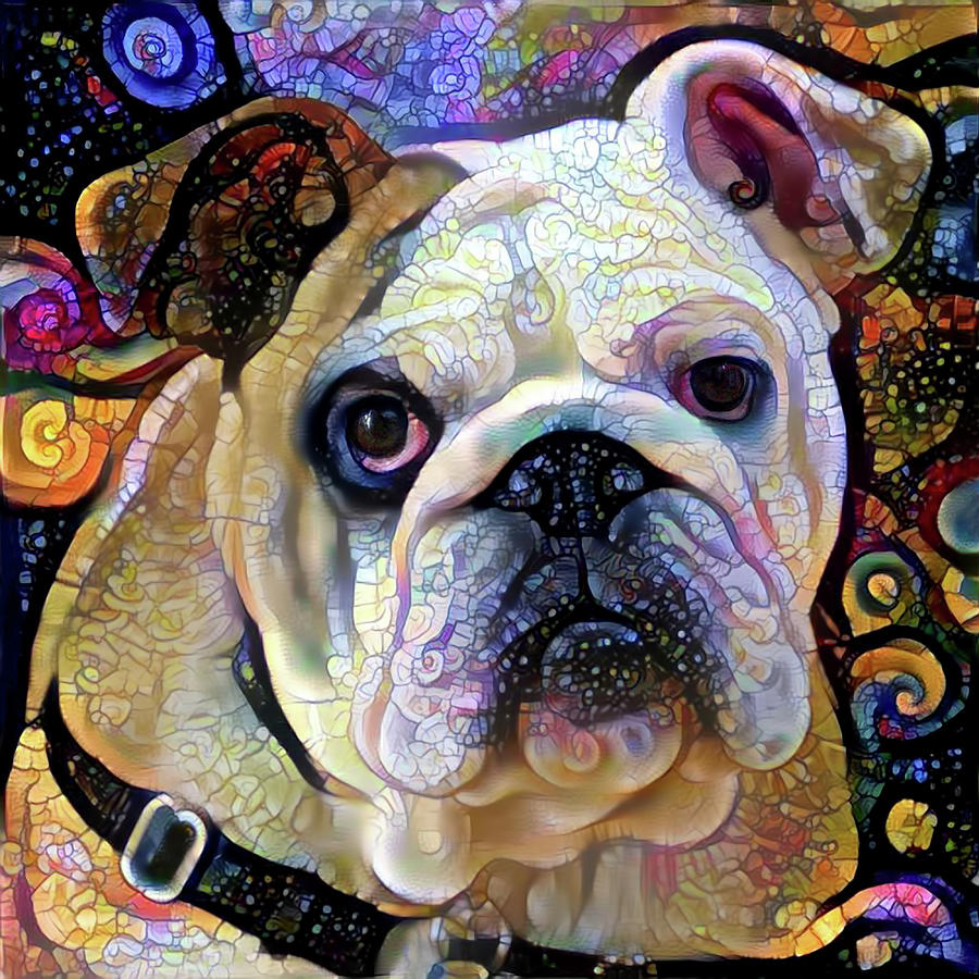 English Bulldog Colorful Art Digital Art by Peggy Collins
