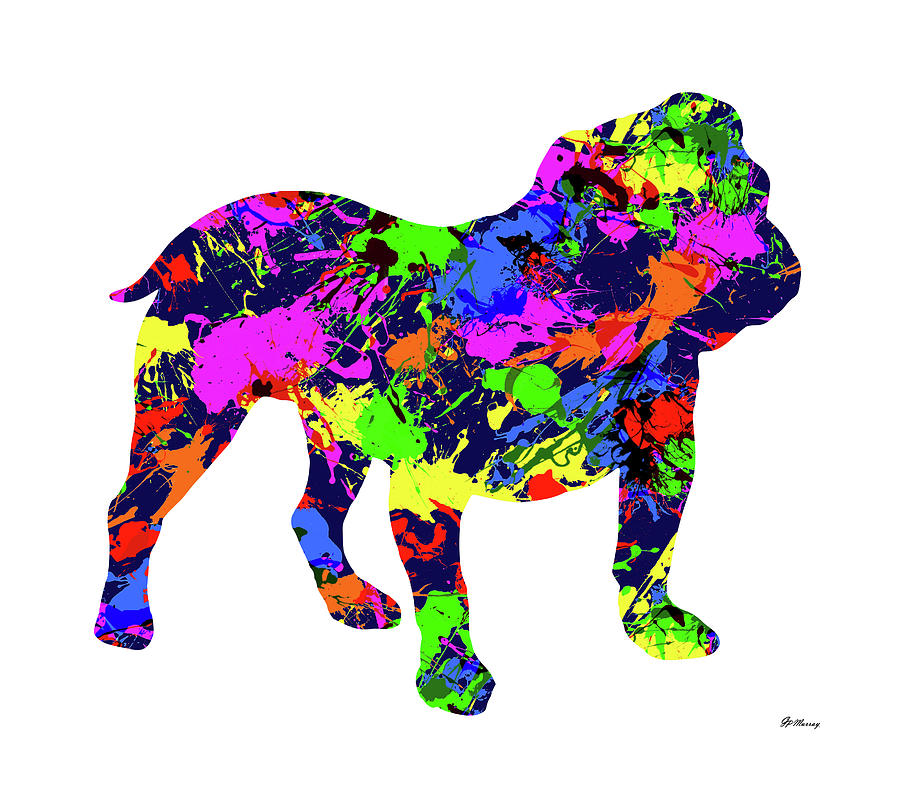 English Bulldog Paint Splatter Digital Art by Gregory Murray