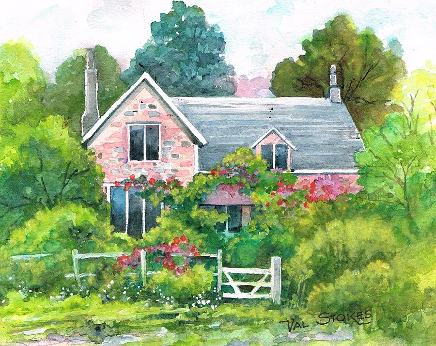 English Home Painting - English country retreat by Val Stokes