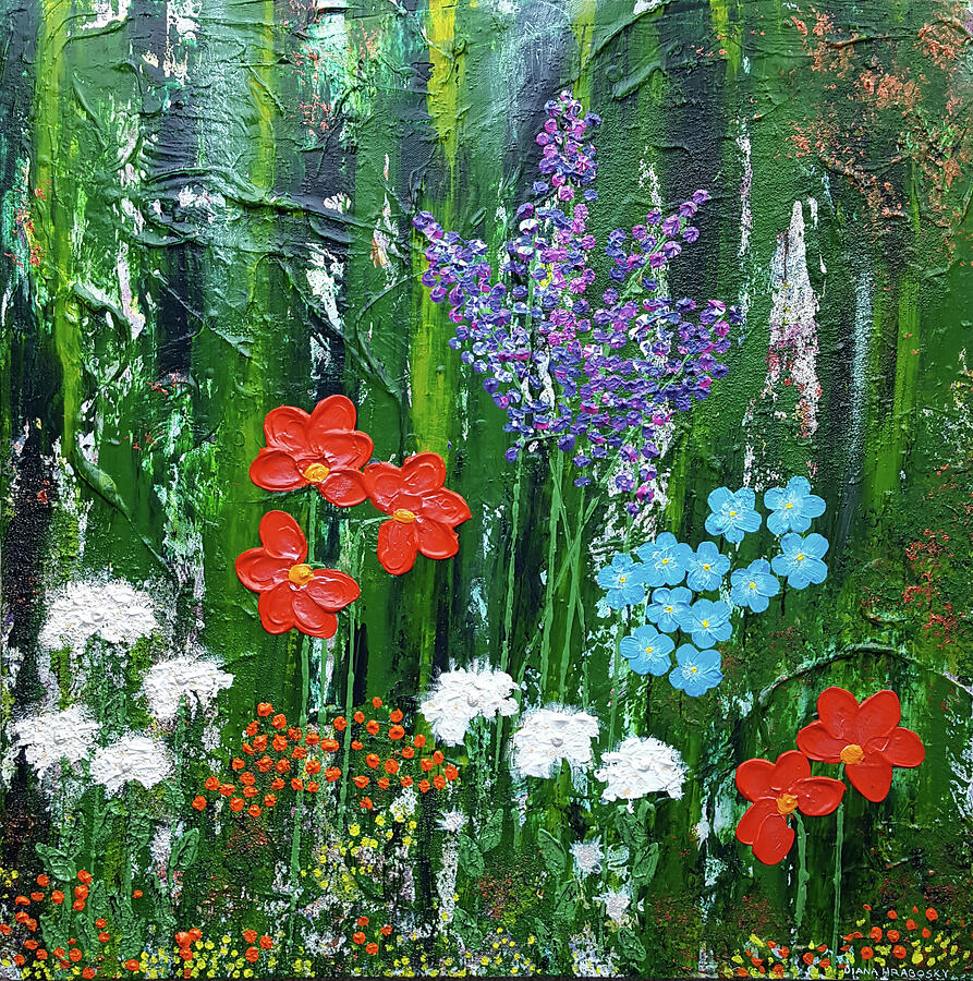 English Flower Garden Mixed Media by Diana Hrabosky
