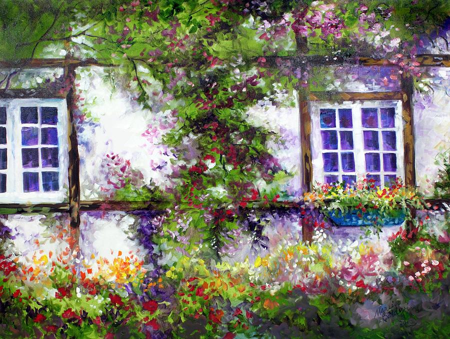English Garden Cottage Painting by Marcia Baldwin