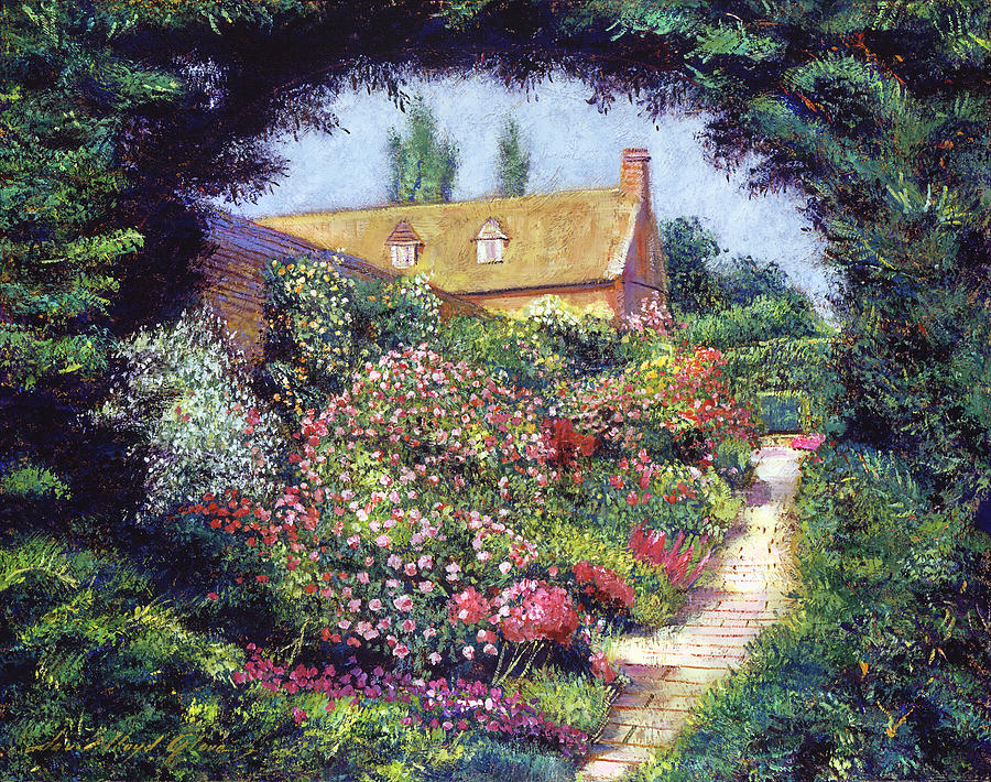 English Garden Stroll Painting by David Lloyd Glover