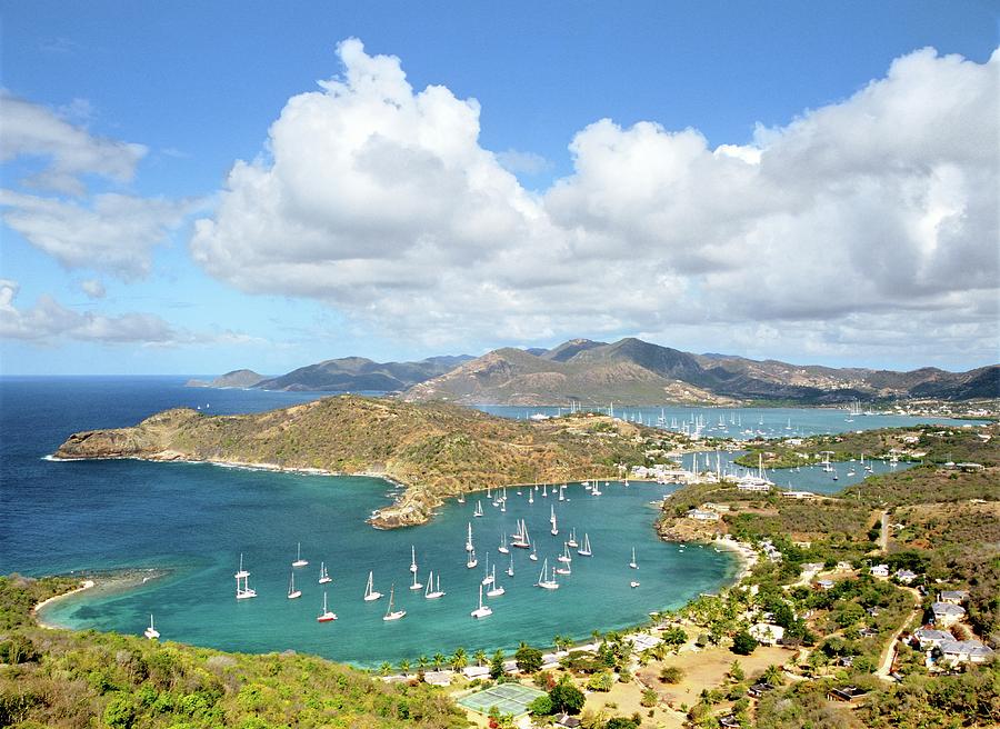 English Harbour and Nelsons Dockyard from Shirley Heights, Antigua ...