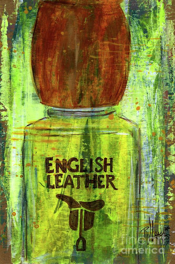 Bottle Painting - English Leather by PJ Lewis