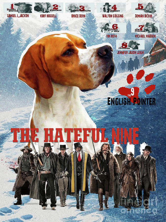 English Pointer Art Canvas Print - The Hateful Eight Movie Poster Painting  by Sandra Sij - Fine Art America