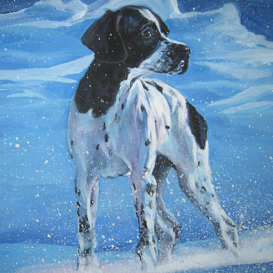 English Pointer in snow Painting by Lee Ann Shepard