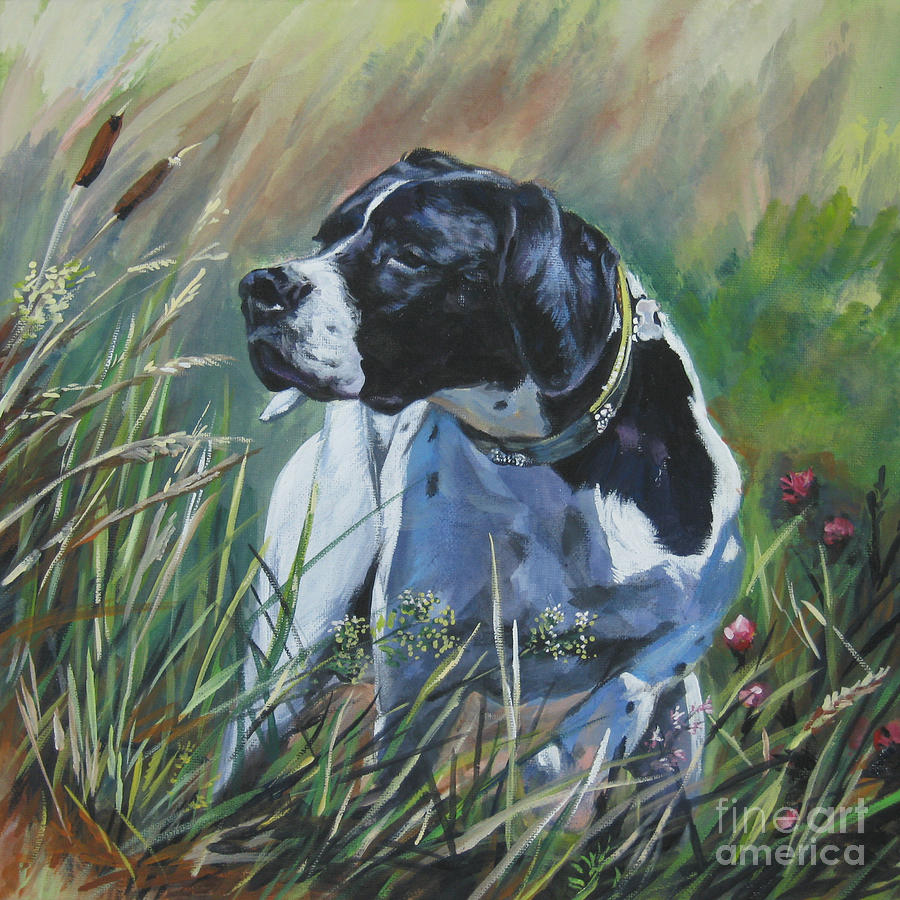English Pointer in the field Painting by Lee Ann Shepard