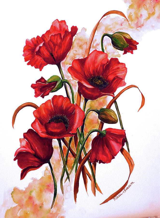 English Poppies 2 #1 Painting by Karin  Dawn Kelshall- Best