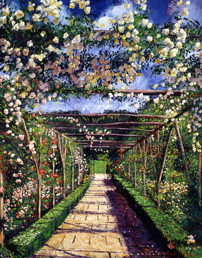 Garden Painting - English Rose Trellis by David Lloyd Glover