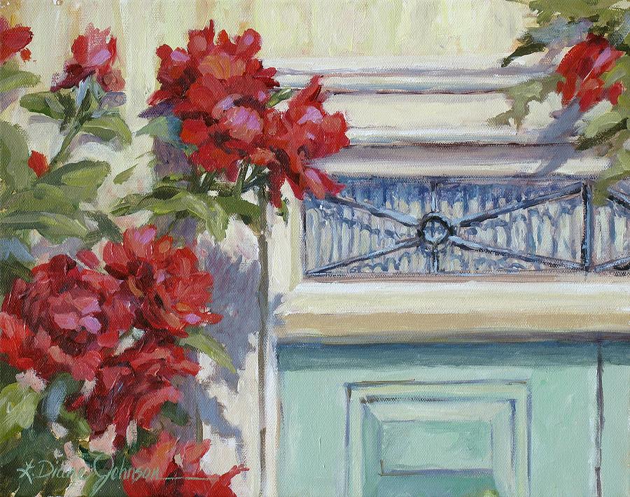 Red Climbing Roses Painting - English Roses by L Diane Johnson
