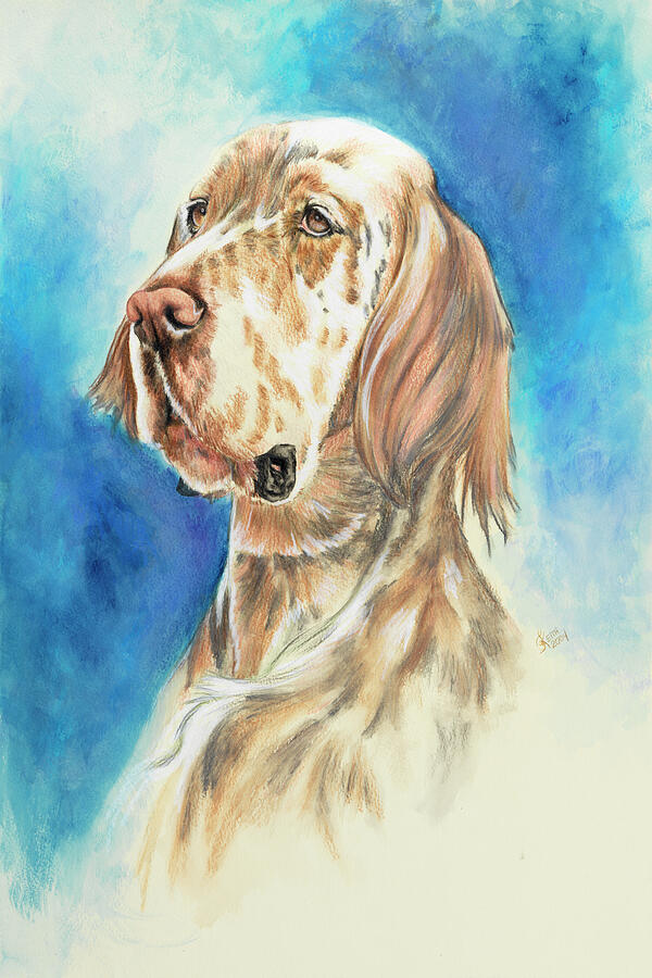 English Setter in Watercolor Painting by Barbara Keith