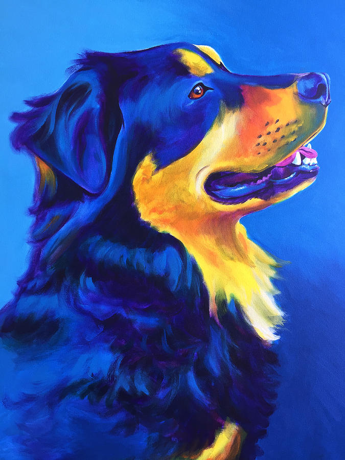 English Shepherd - Donut Painting by Dawg Painter