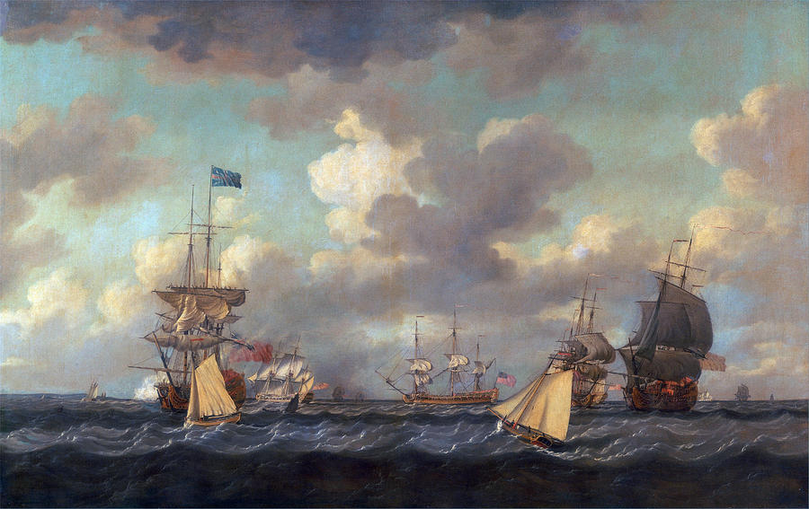 English Ships Coming to Anchor in a Fresh Breeze Painting by Dominic Serres