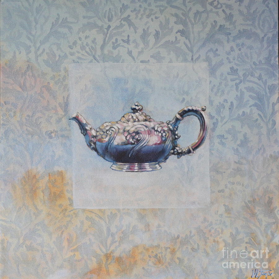 Grey Painting - English Tea Pot by Violet Taylor