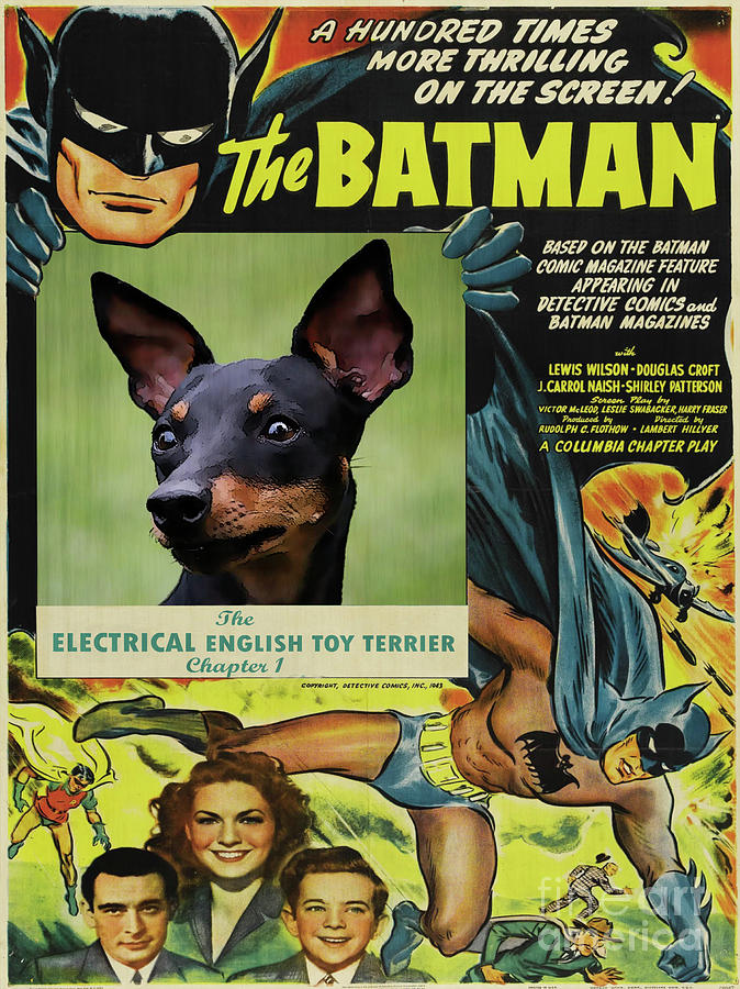 English Toy Terrier Art Canvas Print - Batman Movie Poster Painting by Sandra Sij