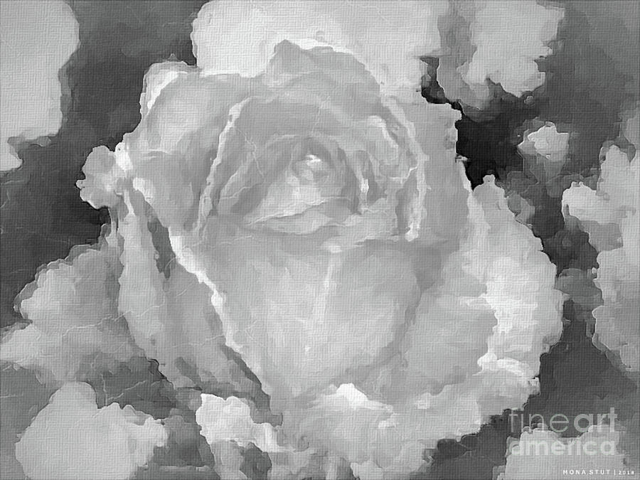 Enjoy A Rosa Rose BW Digital Art by Mona Stut