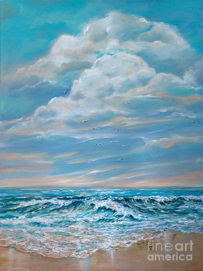 Enjoying the Beach Painting by Linda Olsen