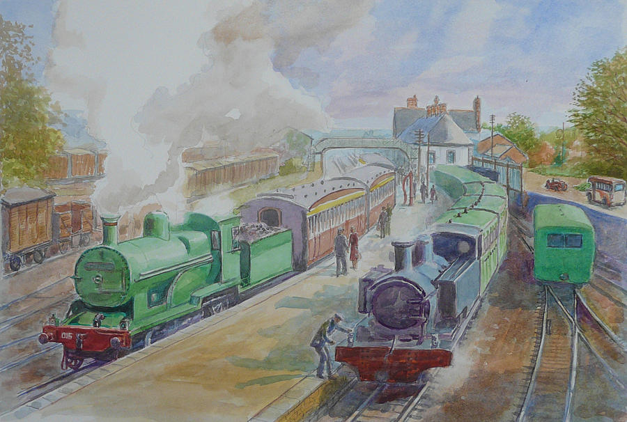 Train Painting - Ennis Train Station circa1930 by TOMAS OMaoldomhnaigh