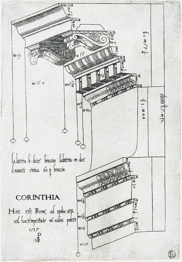 Entablature from the Basilica Ulpia Drawing by Master PS