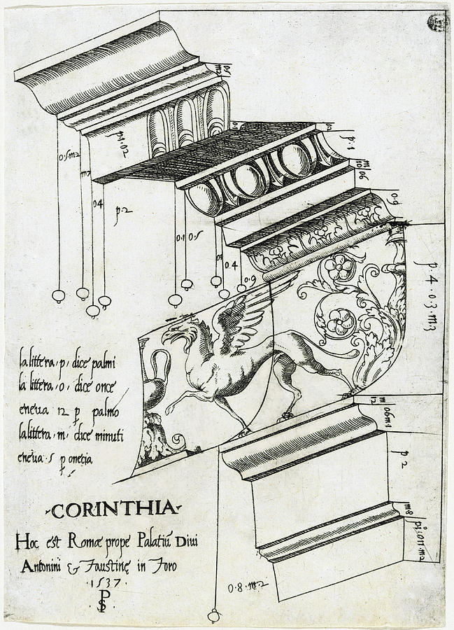 Entablature from the Temple of Antoninus and Faustina Drawing by Master PS