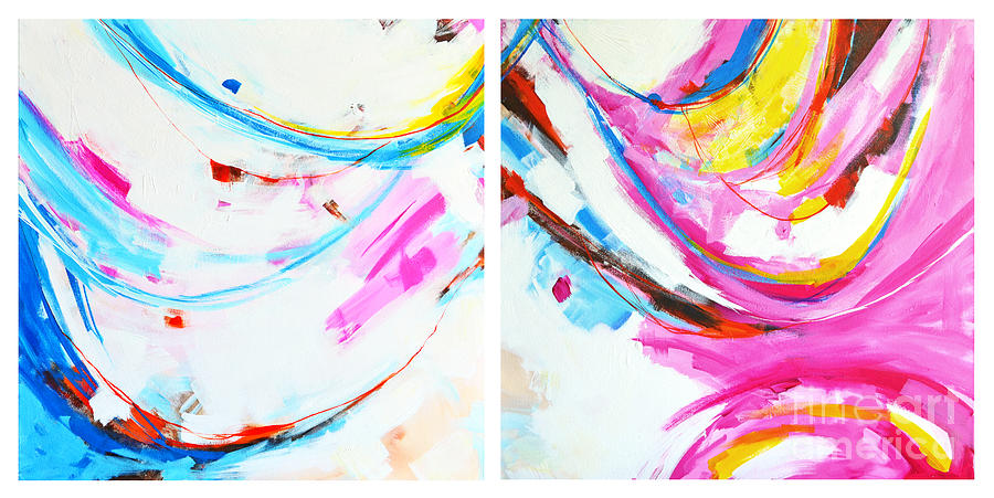 Entangled Painting - Entangled No. 8 - Diptych - Abstract Painting by Patricia Awapara