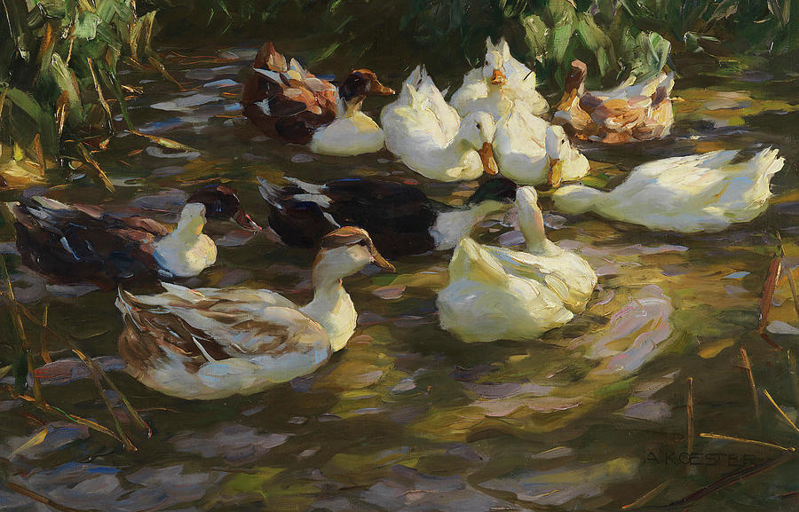 Enten im Teich Painting by Alexander Koester - Fine Art America