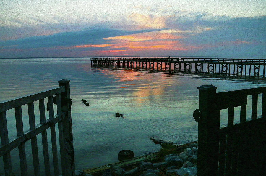 Sunset Photograph - Enter the Evening at the Pier   by Ola Allen