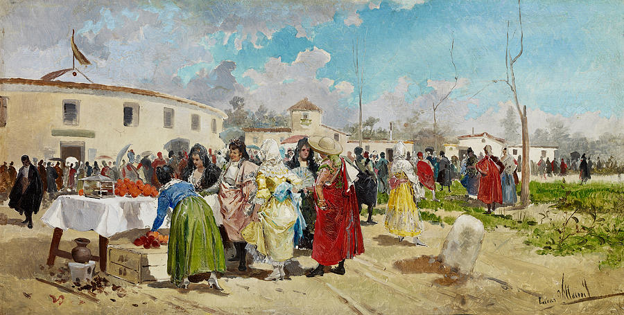 Entering the Bullring in Sunshine Painting by Eugenio Lucas Villaamil