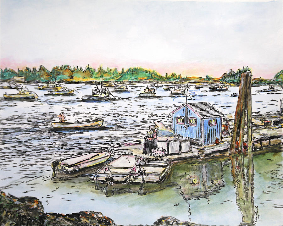 Entering Vinal Haven, Maine Drawing by Michele A Loftus