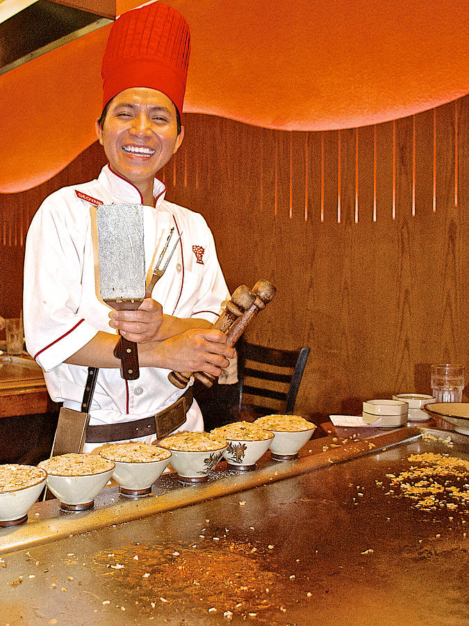 Entertaining Chef at Benihana in Monterey-California Photograph by Ruth Hager