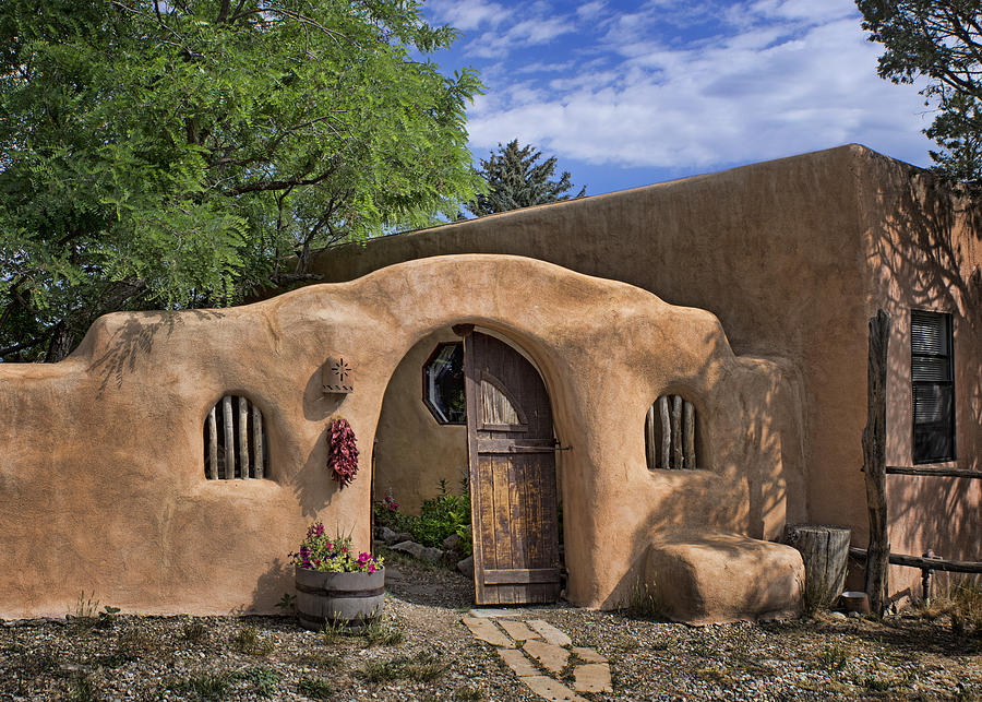 Architecture Photograph - Entrance - Adobe Home by Nikolyn McDonald