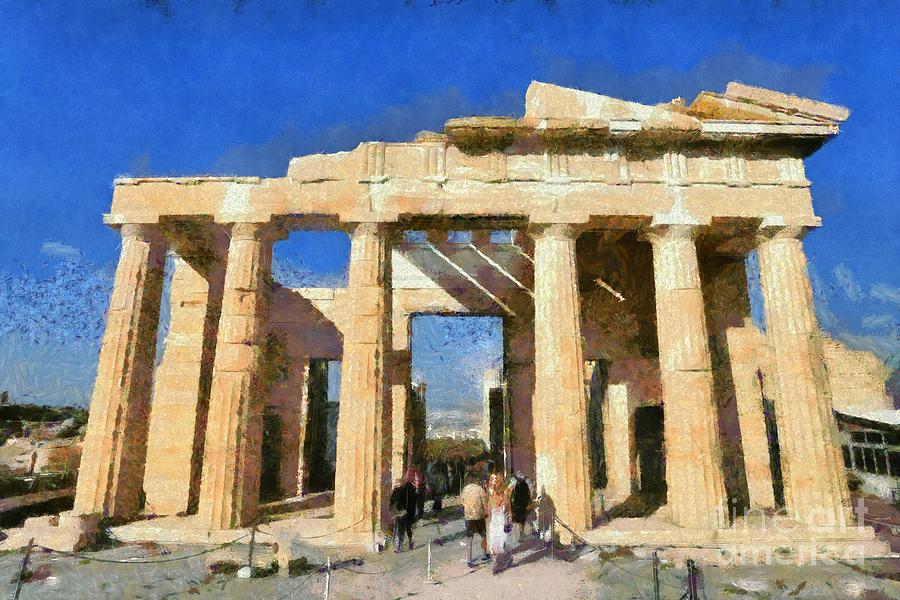 Entrance in Acropolis of Athens Painting by George Atsametakis
