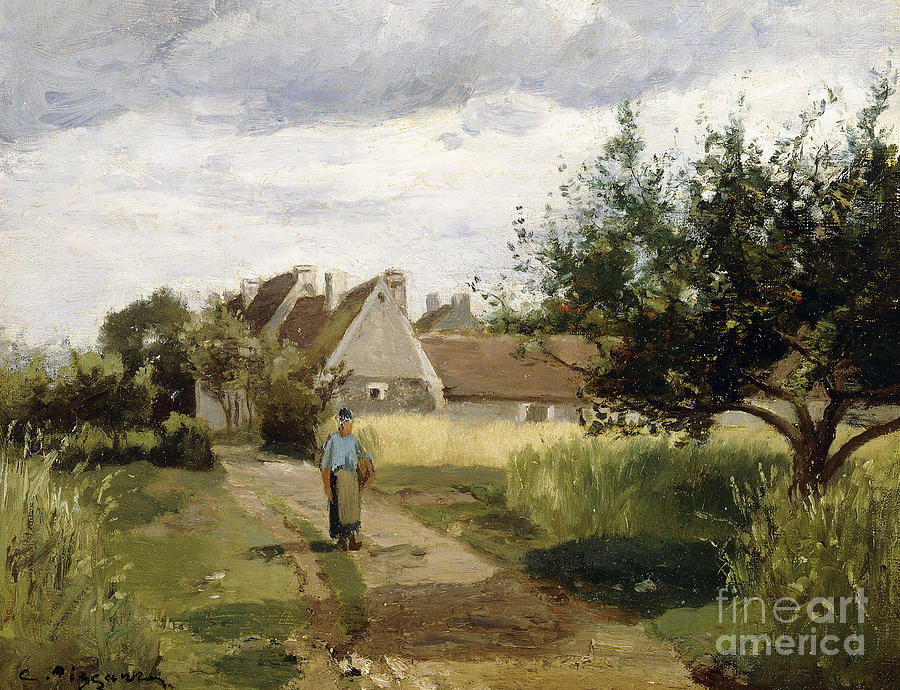 Entrance of a Village Painting by Camille Pissarro
