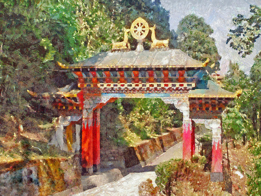 Entrance to a Buddhist Temple  Digital Art by Digital Photographic Arts