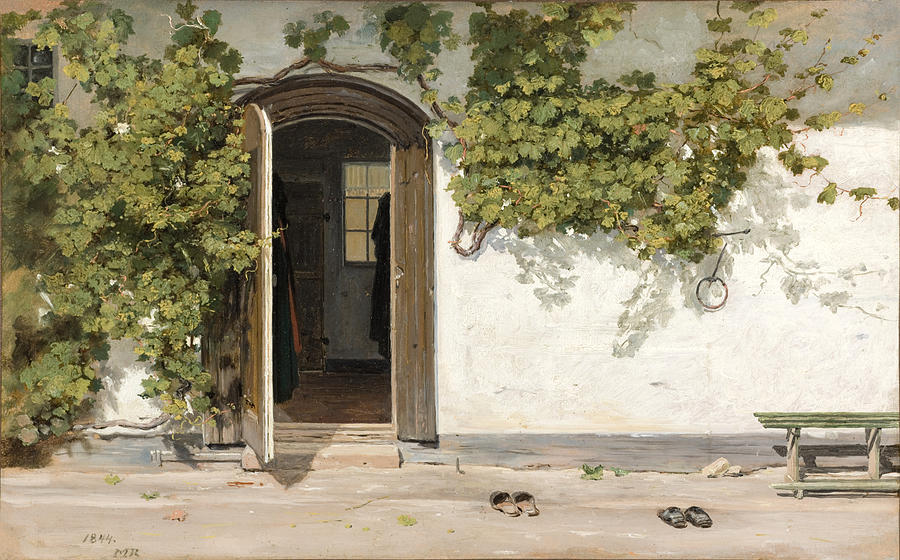 Entrance to an Inn in the Praestegarden at Hillested Painting by Martinus Rorbye