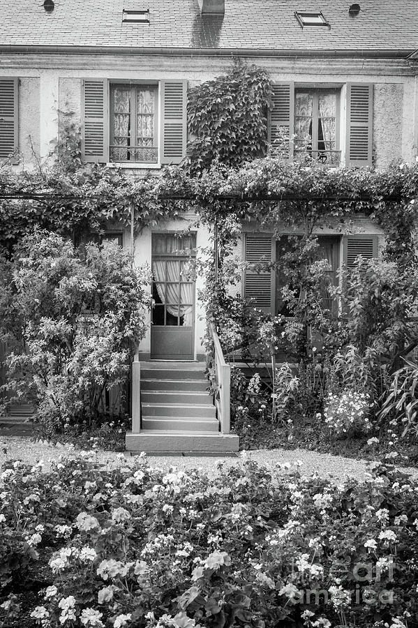 Entrance To Claude Monets Home, Giverny, Blk Wht 2 Photograph by Liesl Walsh