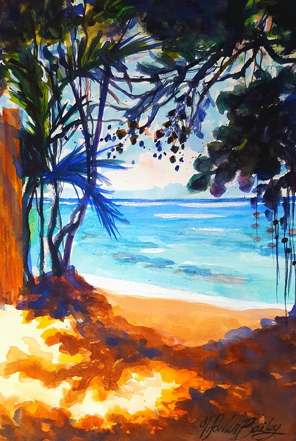 Entrance to Dougies Beach Painting by Tf Bailey
